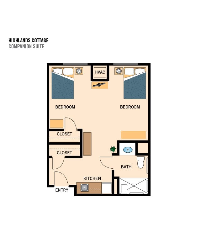 Assisted Living companion suite, the cottages of carmel,carmel, CA