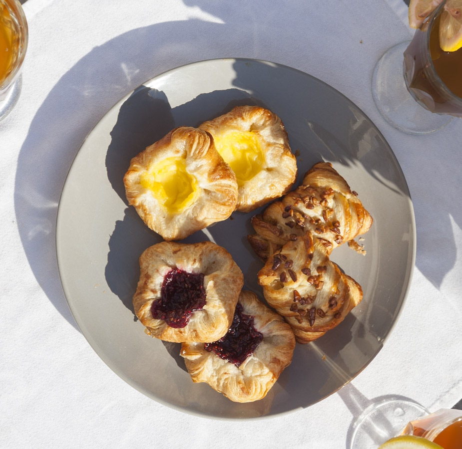 Pastries Table with drinks and good looking pastries