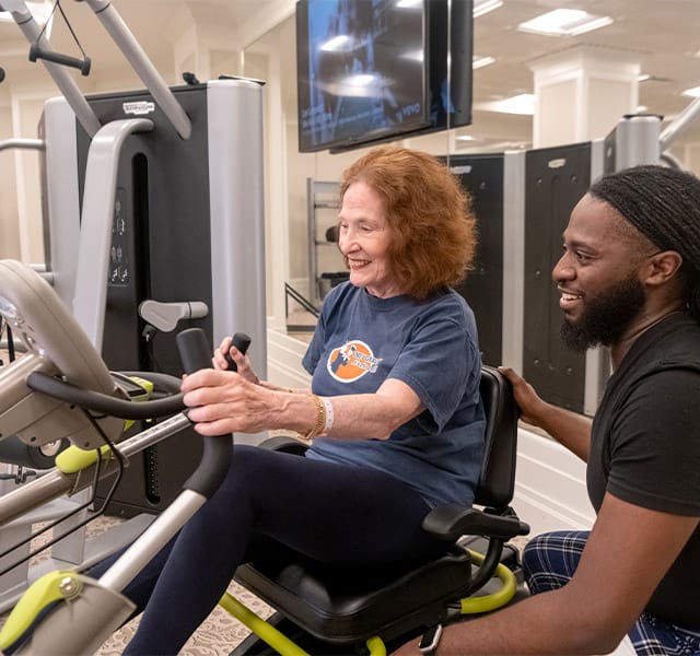 The Fountains at the Albemarle Clinical Capabilities A physical therapist working with a female resident