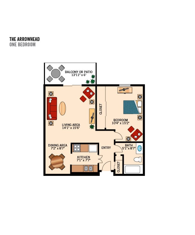 Independent living 1 bedroom, The Fountains at Carlotta in Palm Desert, CA