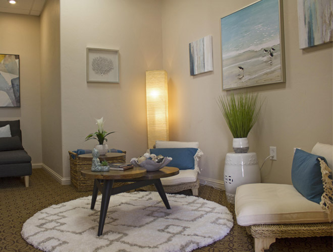 The Hacienda at the Rivers The waiting room at Indulge Salon and Spa at The Hacienda at the Rivers
