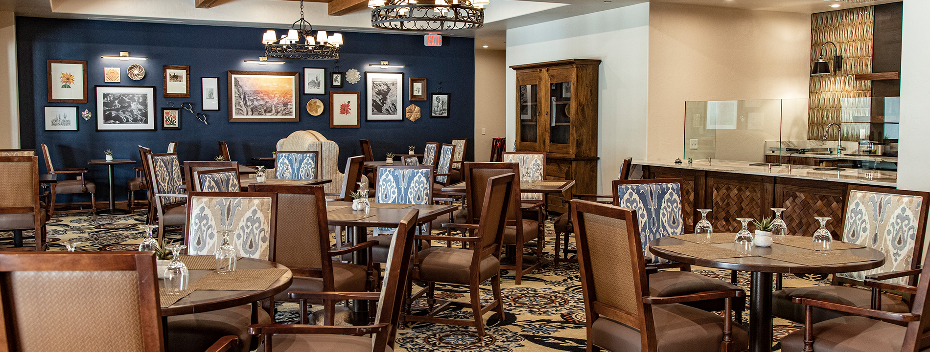 One of the on-site dining spaces found at The Hacienda at the Rivers