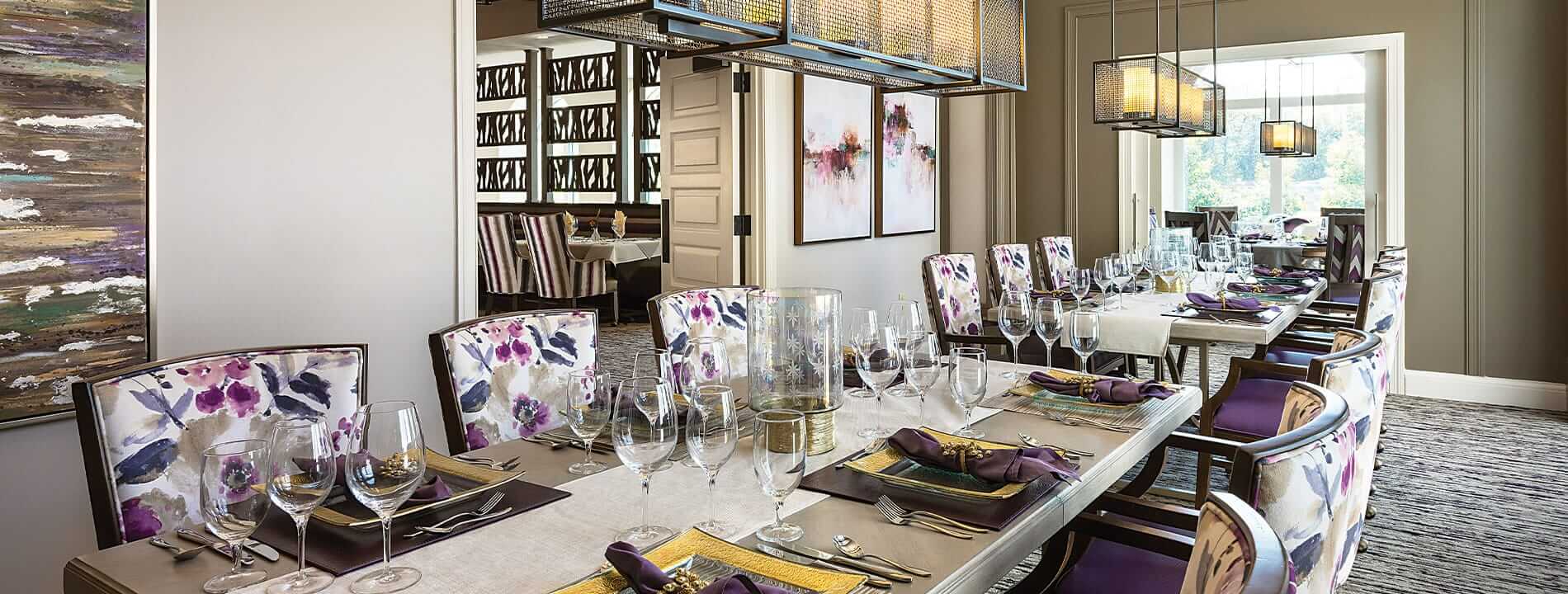 A private dining available for use by the residents of the Preston of the Park Cities and their guests