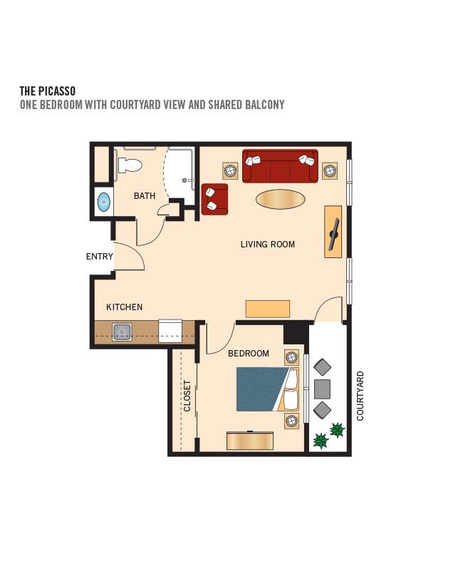 Assisted living one bedroom, The Watermark by the Bay, Emeryville, CA